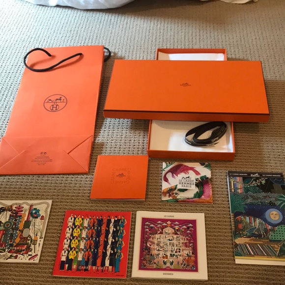 Hermes Accessories - 🔴 HERMES BOX, RIBBON, 6 SCARF BOOKS &SHOPPING BAG